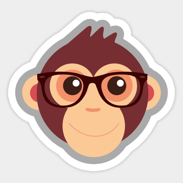 Hipster Chimp T-Shirt Sticker by happinessinatee